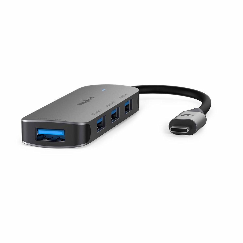 Nedis CCGB64220GY01 | USB 3.2 Gen 1 (3.1 Gen 1) Schnittstellen-Hub | 1x USB-C auf 4x USB-A | 5 Gbit/s | Grau