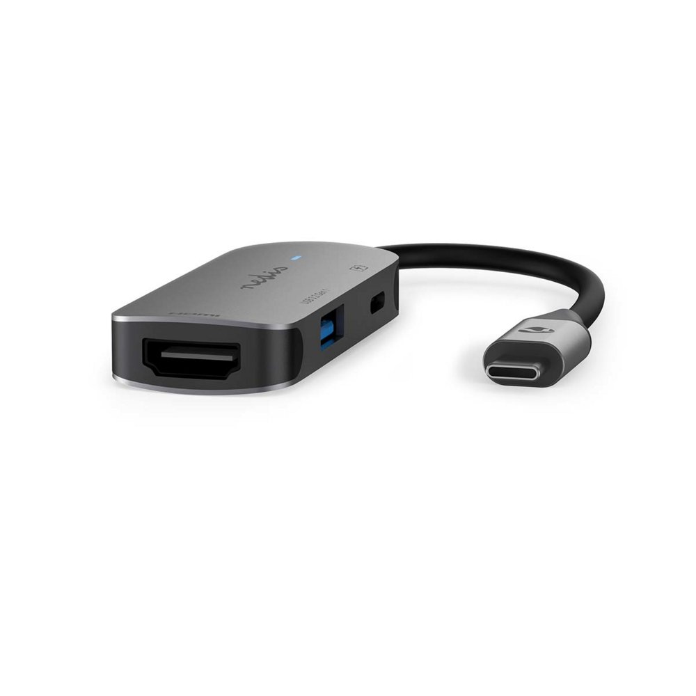 Nedis CCGB64230GY01 | USB 3.2 Gen 1 (3.1 Gen 1) Schnittstellen-Hub | 1× USB-A + 1× USB-C + 1× HDMI | 5 Gbit/s | Grau