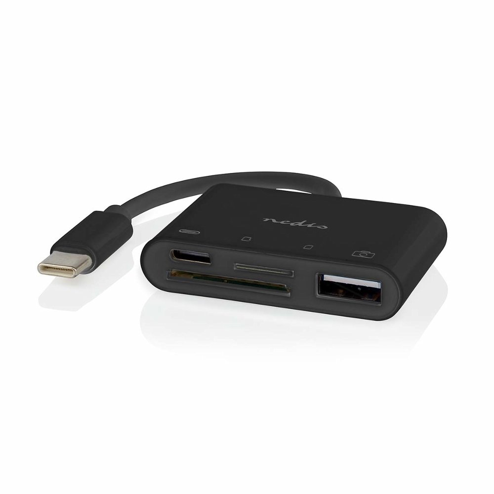 Nedis CCGB64780BK01 | USB 2.0 Schnittstellen-Hub | 1× USB-A + 1× USB-C | 480 Mbit/s | Schwarz