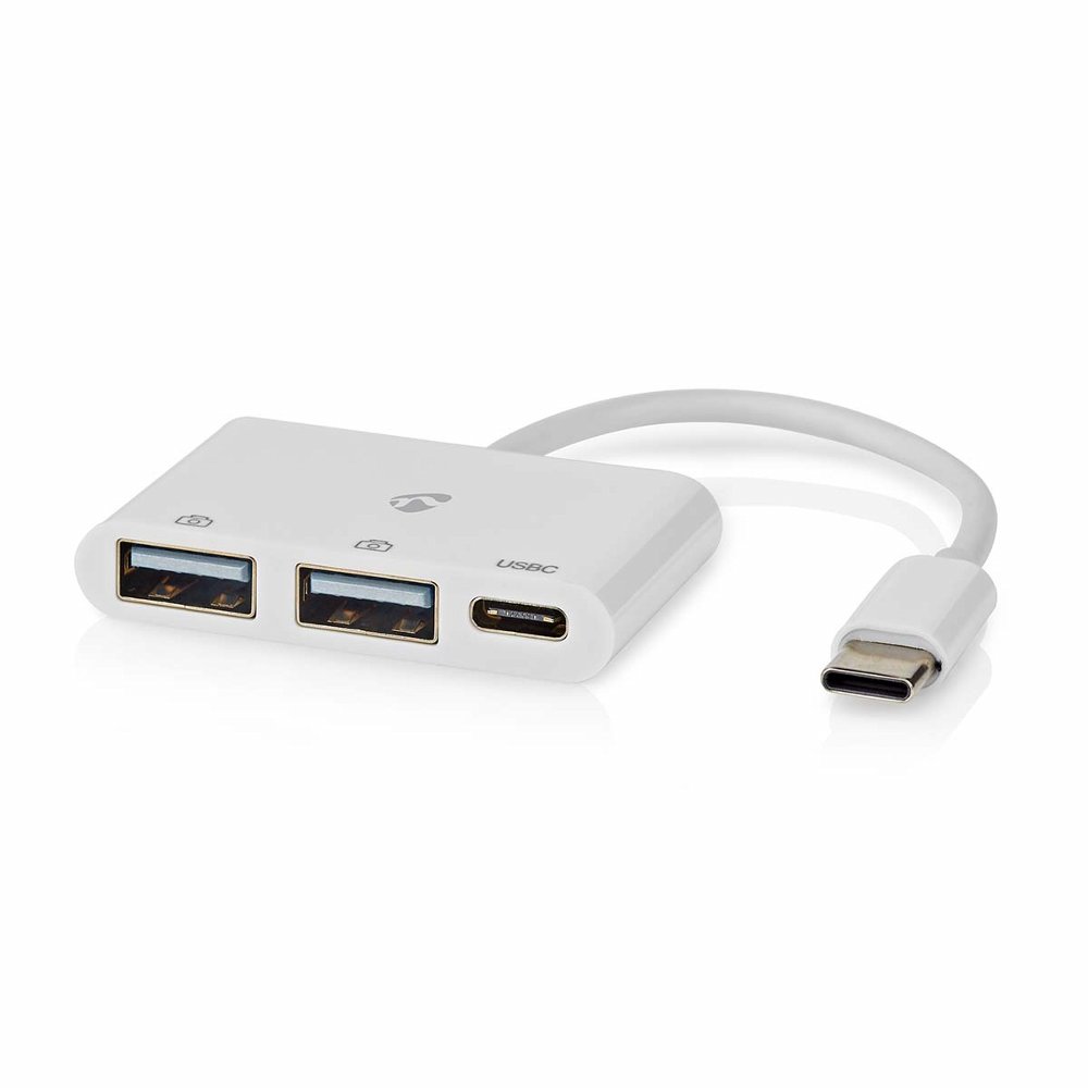 Nedis CCGB64785WT01 | USB 2.0 Schnittstellen-Hub | 2× USB-A + 1× USB-C | 480 Mbit/s | Weiß