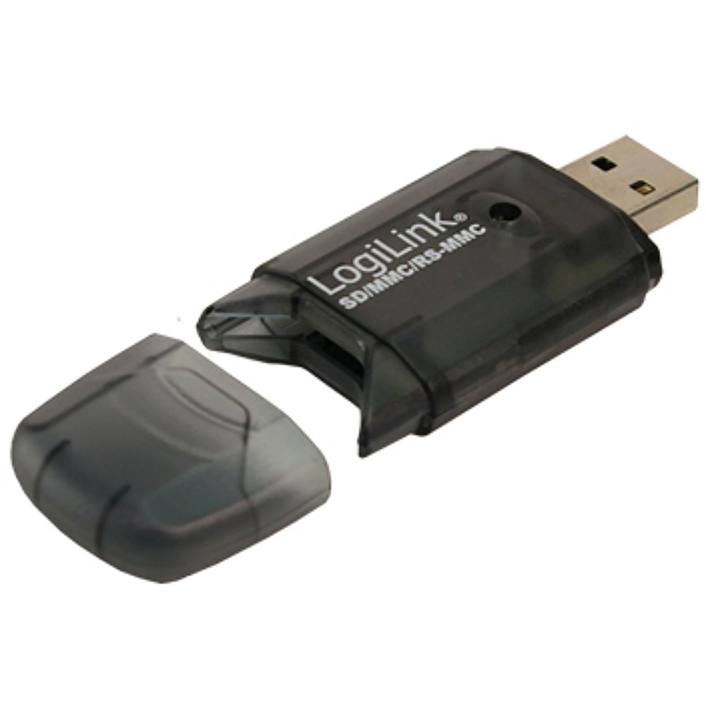 LogiLink USB 2.0 Speicherkartenleser | Externer Stick | SD/MMC | Schwarz