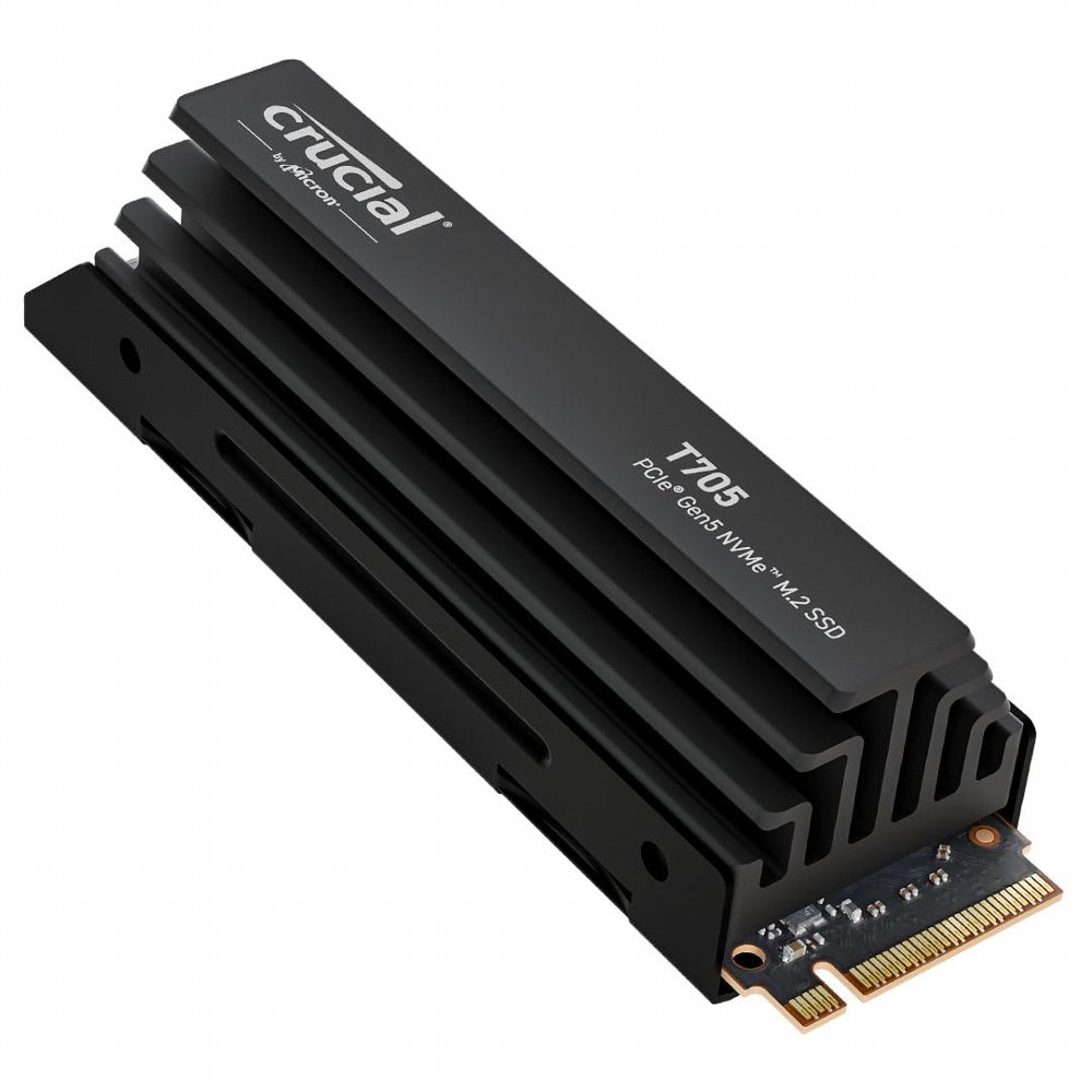 Crucial T705 | 2 TB NVMe SSD | M.2 Gen5 | bis zu 14.500 MB/s Lesen | bis zu 12.700 MB/s Schreiben | Kühlkörper