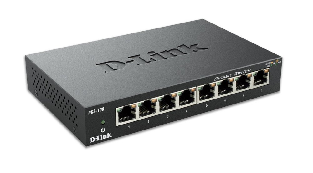 D-Link DGS-108 | Unmanaged Switch | Gigabit Ethernet (10/100/1000) | Schwarz