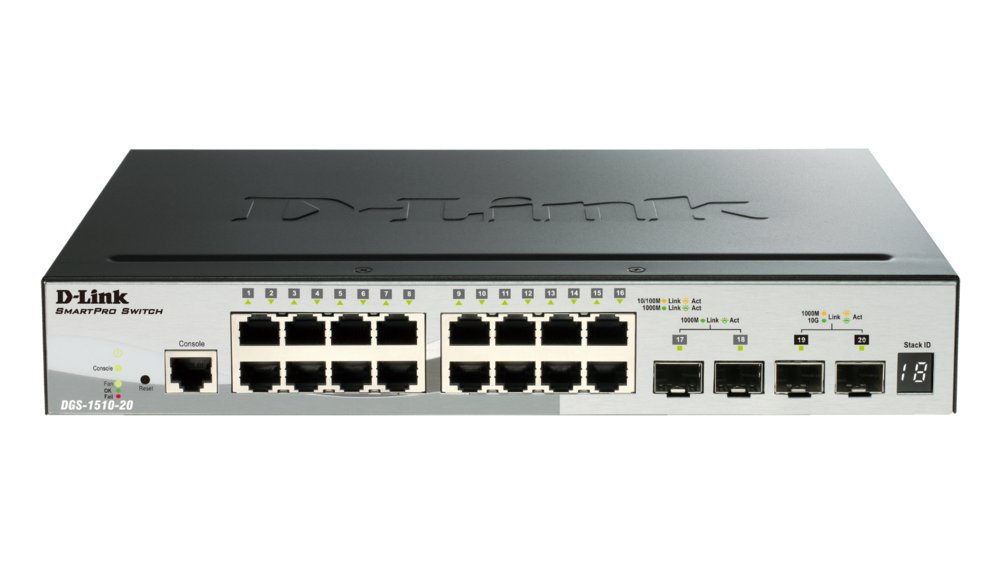 D-Link DGS-1510-20 | Managed L3 Switch | 20 Ports | Gigabit Ethernet (10/100/1000 Mbit/s) | Schwarz