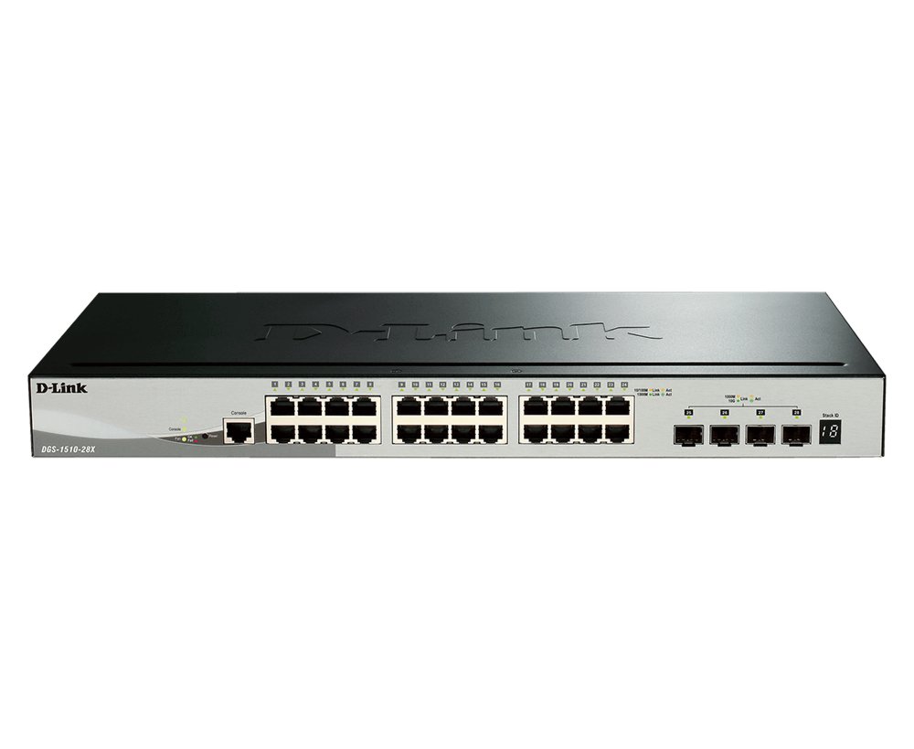 D-Link DGS-1510-28X | Managed L3 Stackable Smart Switch | 28 Ports | Gigabit Ethernet (10/100/1000 Mbit/s) | 24x RJ45 + 4x SFP+