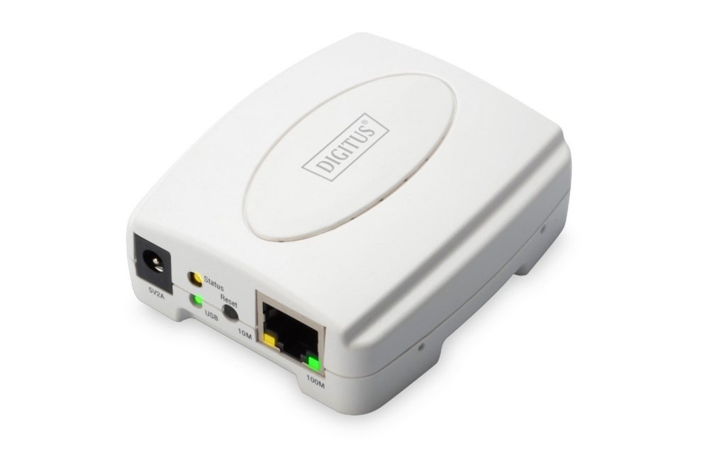 Digitus DN-13003-2 Printserver | 1x USB 2.0 | 1x RJ45 10/100 Mbit/s | TCP/IP, IPX/SPX, NetBEUI, AppleTalk