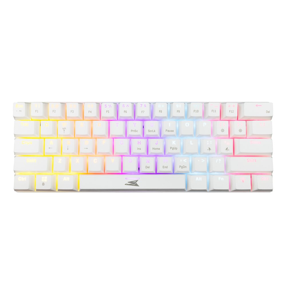 Baracuda Dolphin RGB 60 Prozent | Kabelgebundene Gaming-Tastatur | Anti-Ghosting | QWERTY | Weiß