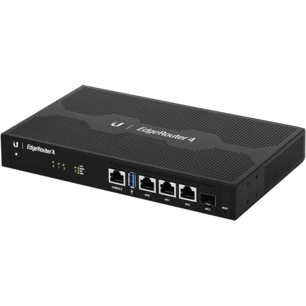 Ubiquiti EdgeRouter 4 | Kabelgebundener Gigabit-WAN-Router | 3× GbE + 1× SFP | 4 Kerne 1 GHz | 1 GB RAM | Lüfterlos