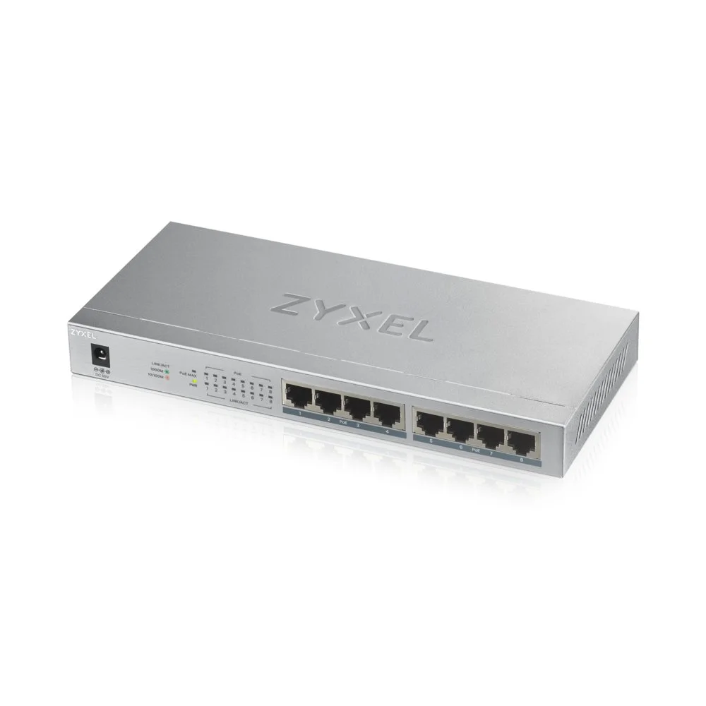 Zyxel GS1008HP | Unmanaged Switch | 8 Ports | Gigabit Ethernet | PoE