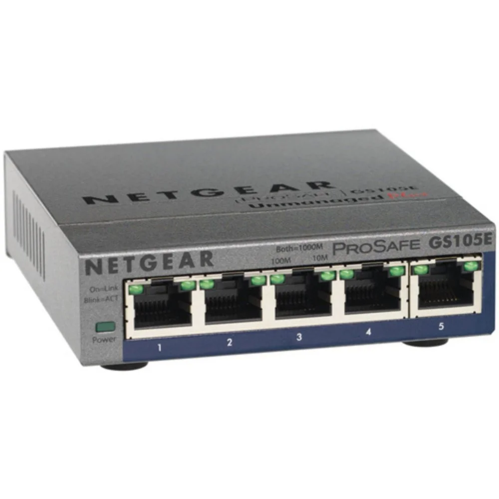 Netgear GS105E-200PES | 5-Port Gigabit Smart Managed Plus Switch | VLAN/QoS | Webverwaltung | Kompakt