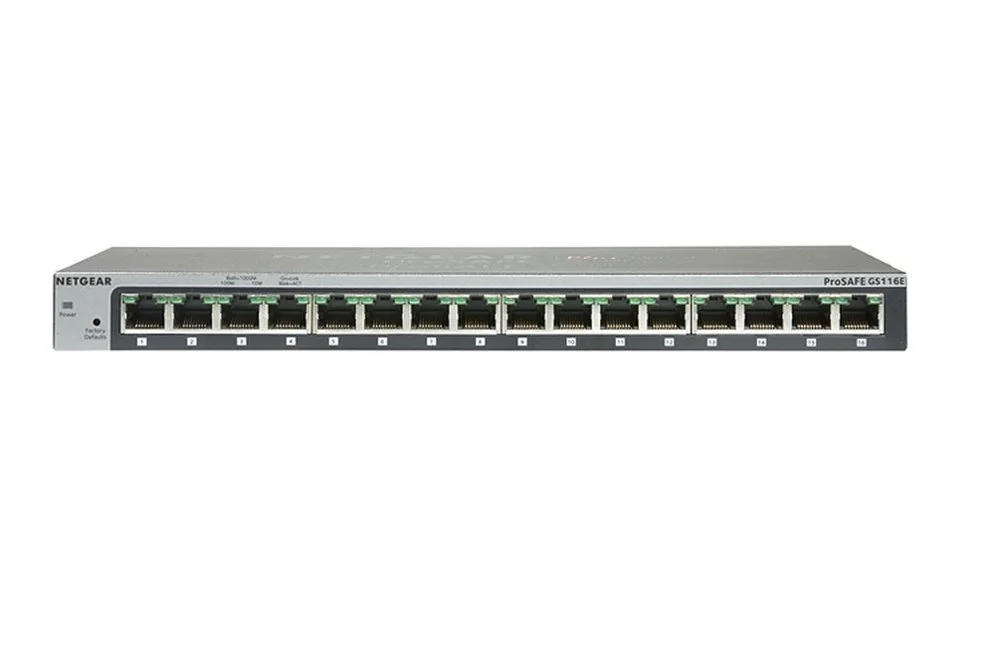 Netgear ProSAFE GS116GE | Unmanaged Switch | 16 Ports | Gigabit Ethernet (10/100/1000 Mbit/s) | Desktop
