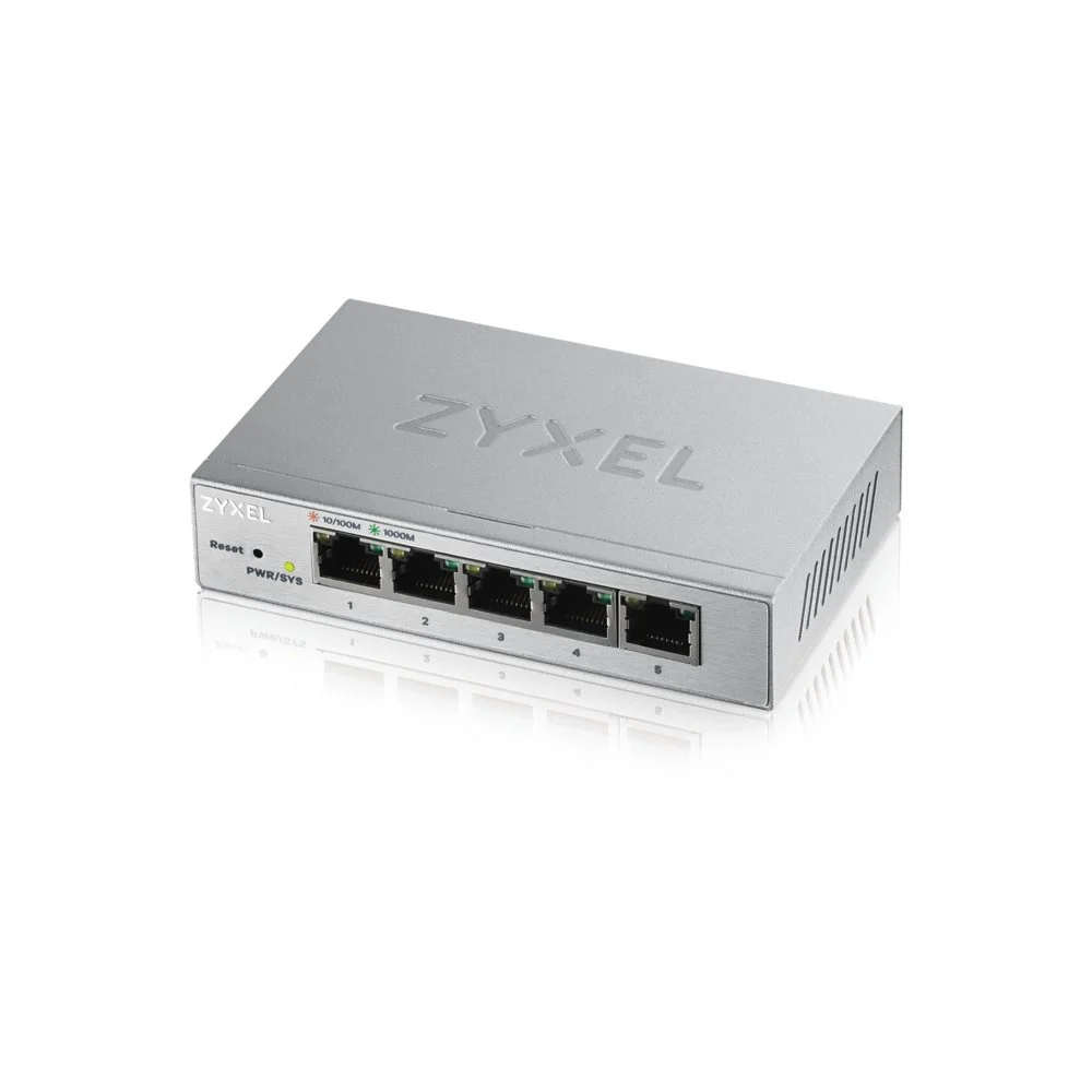 Zyxel GS1200-5 | Verwalteter Switch | 5 Anschlüsse | Gigabit-Ethernet (10/100/1000 Mbit/s) | Silber