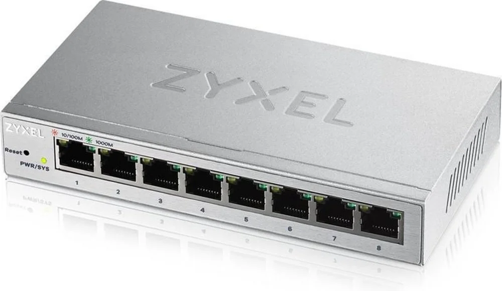 Zyxel GS1200-8 | Managed Web Smart Switch | 8 Ports | Gigabit Ethernet (10/100/1000 Mbit/s) | Silber
