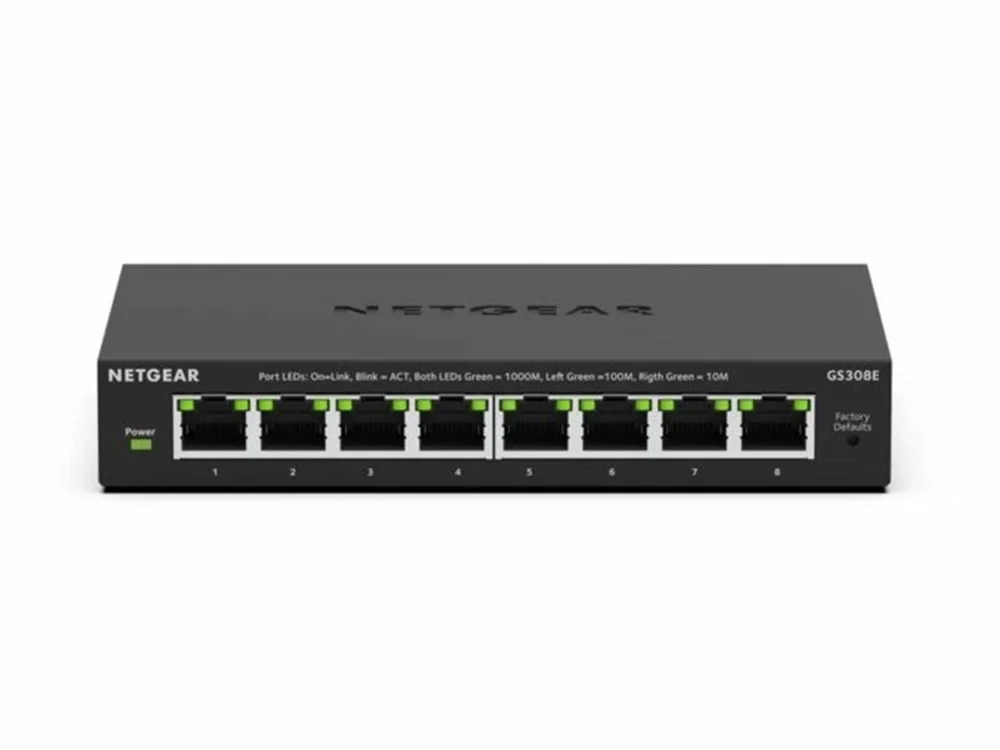 NETGEAR GS308E | 8-Port Gigabit Smart Managed Switch | L2/L3 | PoE | Schwarz