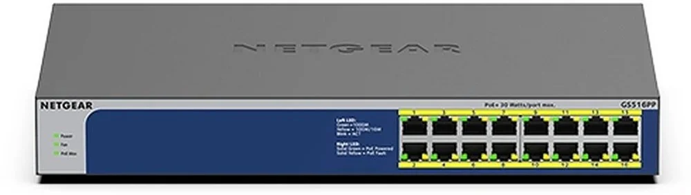 NETGEAR GS516PP-100EUS | 16-Port Gigabit Unmanaged PoE+ Switch | 260W PoE-Leistung | Plug-and-Play