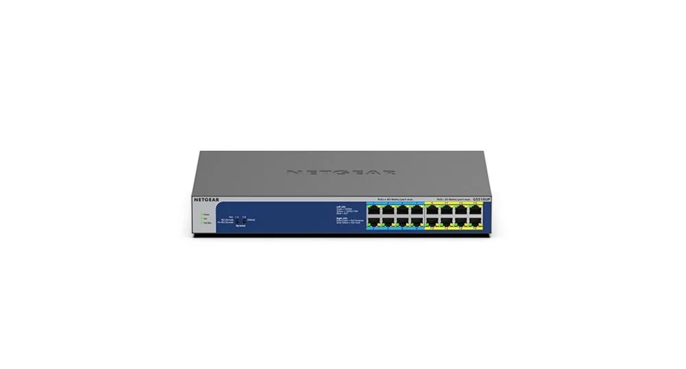 NETGEAR GS516UP | Unmanaged Switch | 16 Ports | Gigabit Ethernet (10/100/1000 Mbit/s) | PoE | Grau