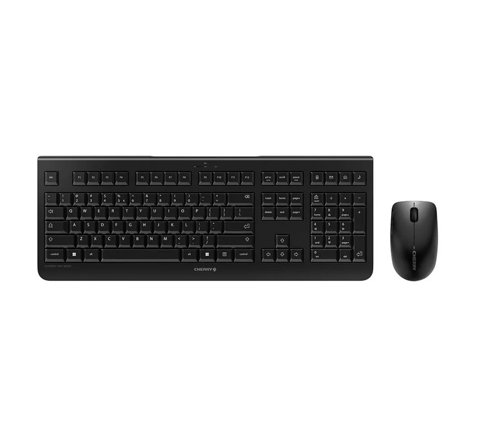 CHERRY DW 3000 | Kabellose Maus- und Tastaturkombination | RF USB-Empfänger | QWERTY US (Englisch) | Schwarz
