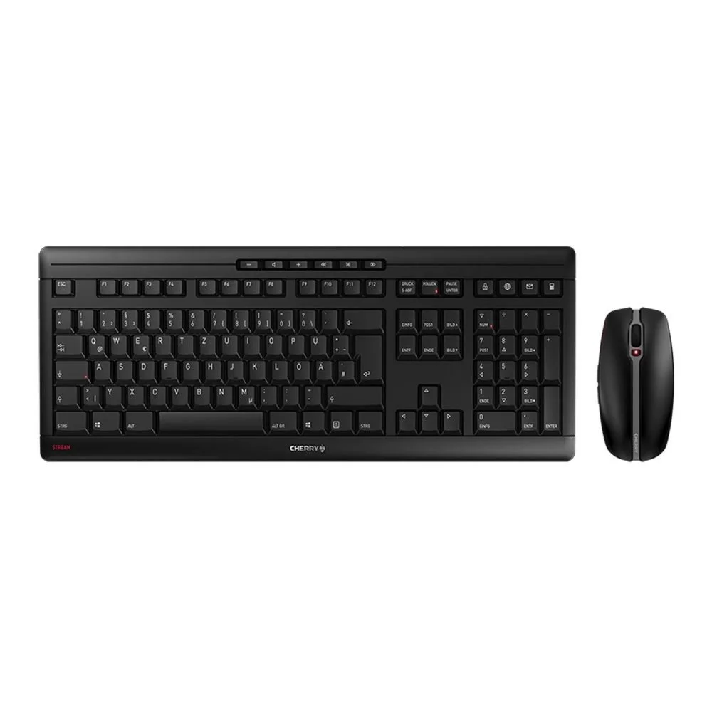CHERRY STREAM DESKTOP | Kabellose Tastatur-und-Maus-Set (RF) | QWERTY US (Englisch) | Schwarz