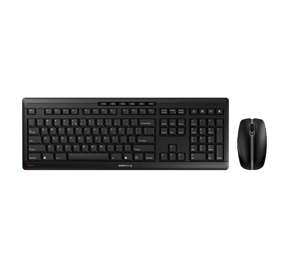CHERRY Stream Desktop Recharge | Kabellose Tastatur und Maus (RF) | QWERTY (US-Englisch) | Schwarz