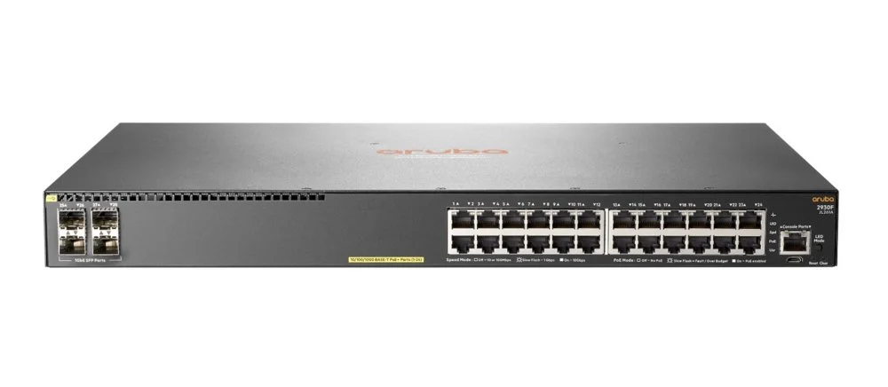 HPE Aruba 2930F 24G PoE+ 4SFP | Managed L3 Switch | 24 Ports | Gigabit Ethernet (10/100/1000 Mbit/s) | PoE+ | 1U Rackmount | Grau