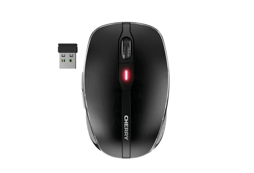 Cherry MW 8C Advanced | Kabellose Maus | Für Links- und Rechtshänder | RF + Bluetooth | 3200 DPI | Schwarz/Grau
