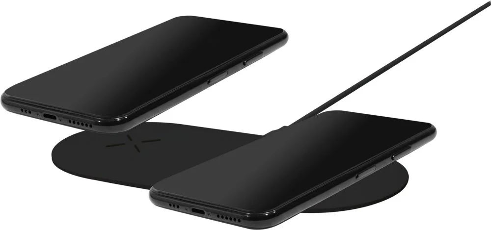 Mobiparts Dual Fast Wireless Charging Pad | Kabelloses Ladegerät 10W Qi | Schwarz