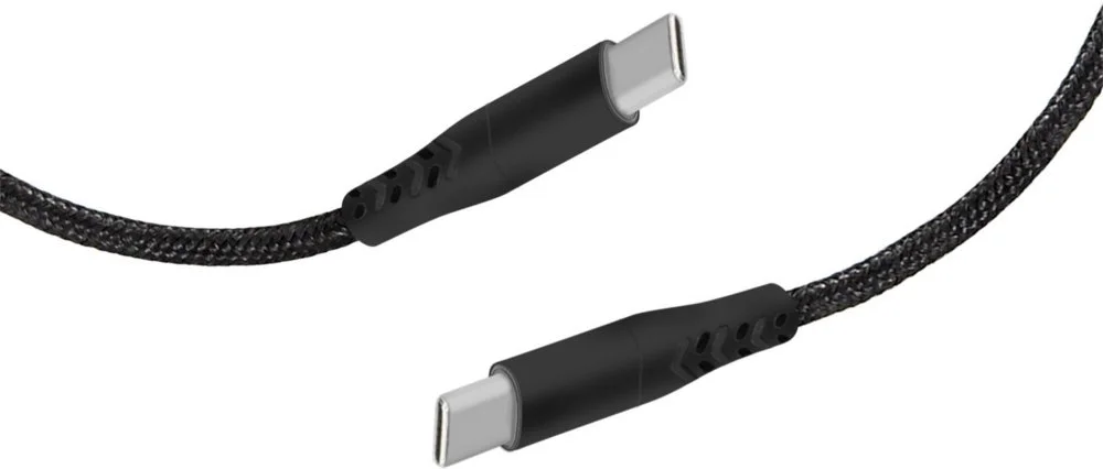 Mobiparts | USB-C-zu-USB-C-Kabel, geflochten | 2 A | 1 m | Schwarz
