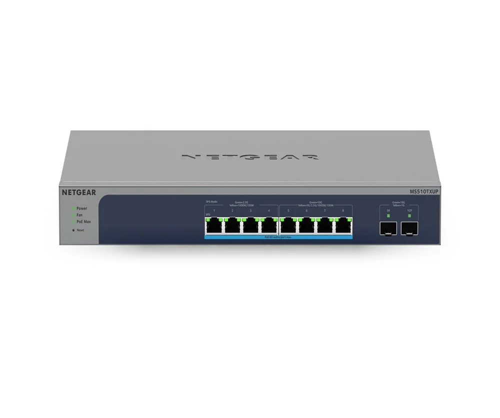 Netgear MS510TXUP | Verwaltet L2/L3/L4 | 8-Port | 10G Ethernet (100/1000/10000 Mbit/s) | Stromversorgung über Ethernet (PoE)