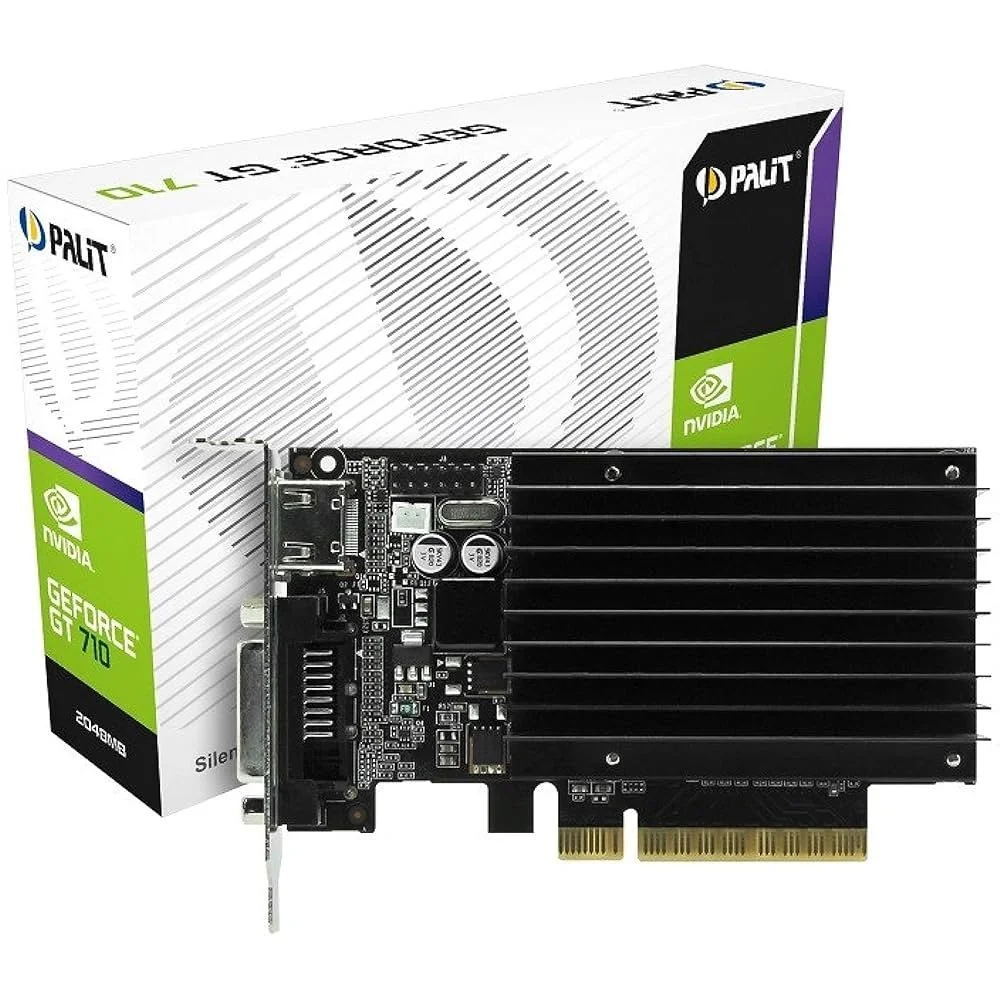 Palit GeForce GT 710 | 2GB GDDR3 VRAM | Passiv gekühlt | Low Profile | Grafikkarte | GPU | NVIDIA