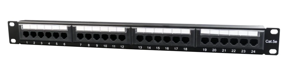Gembird Patchpanel | 24-Port Cat5e | Inklusive Kabelmanager | 19" Rackmontage | Schwarz