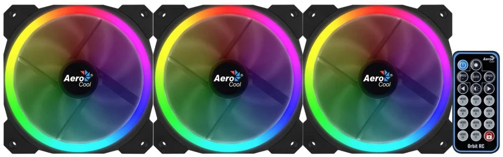 Aerocool Orbit RC ARGB 3er Pack | 120mm Gehäuselüfter mit Fernbedienung