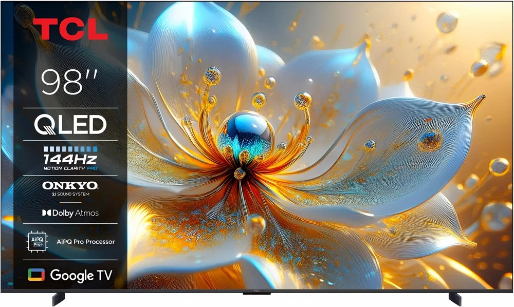 TCL 98T8C | 98” 4K QLED | 144Hz Motion | Dolby Vision & Dolby Atmos | Google TV & WiFi (2025) | OPEN BOX