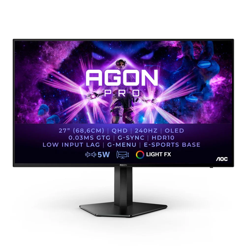 AOC Agon Pro AG276QZD 27" | 2560x1440 QHD OLED | 240Hz | 0,03ms | HDR10 | G-SYNC kompatibel | QHD Gaming Monitor | Open Box