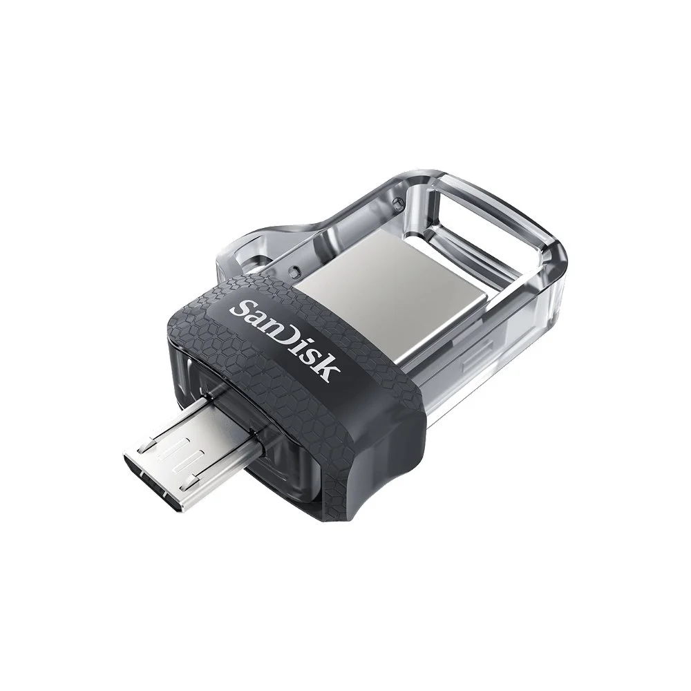 SanDisk Ultra Dual m3.0 | 32 GB USB-Stick | USB Typ-A / Micro-USB 3.2 Gen 1 (3.1 Gen 1) | Schwarz, Silber, Transparent