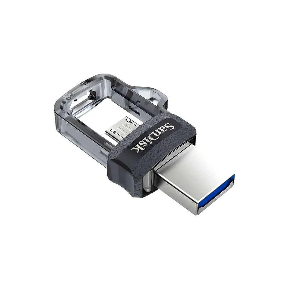 SanDisk Ultra Dual m3.0 | 128 GB USB-Stick | USB Typ-A / Micro-USB 3.2 Gen 1 (3.1 Gen 1) | Schwarz, Silber, Transparent