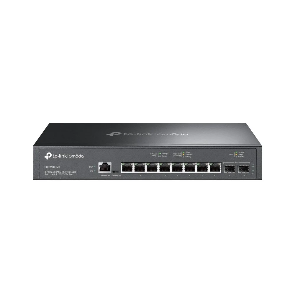 TP Link Omada SG3210X-M2 | Verwalteter L2+ Switch | 8x 2,5G Ethernet | 2x 10G SFP+ | 1HE | Schwarz