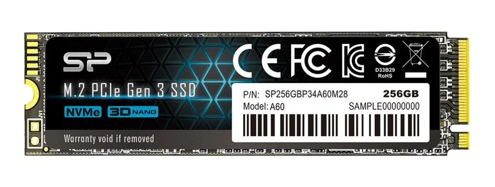 Silicon Power A60 | 256GB NVMe SSD | M.2 Gen3 | 2.200 MB/s Lesen | 1.600 MB/s Schreiben