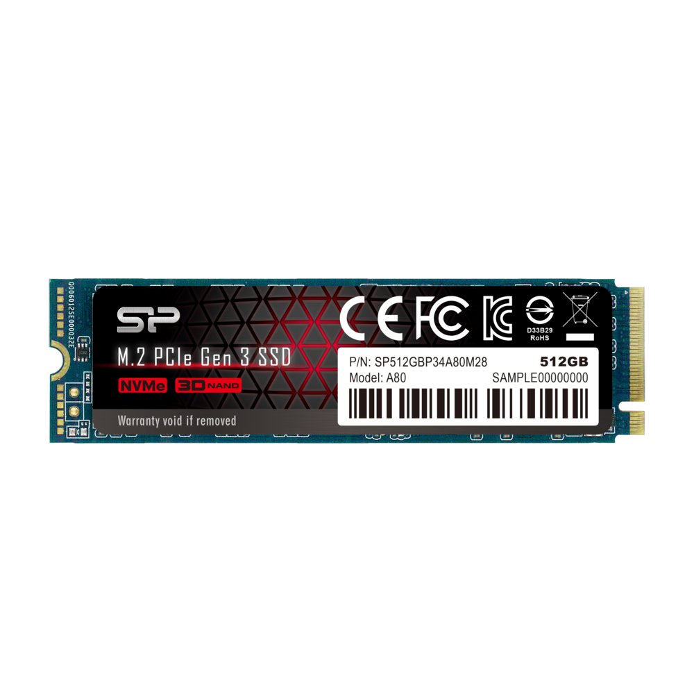 Silicon Power A80 | 512GB NVMe SSD | M.2 | Gen3 | 2.700MB/s Lesen | 1.400MB/s Schreiben