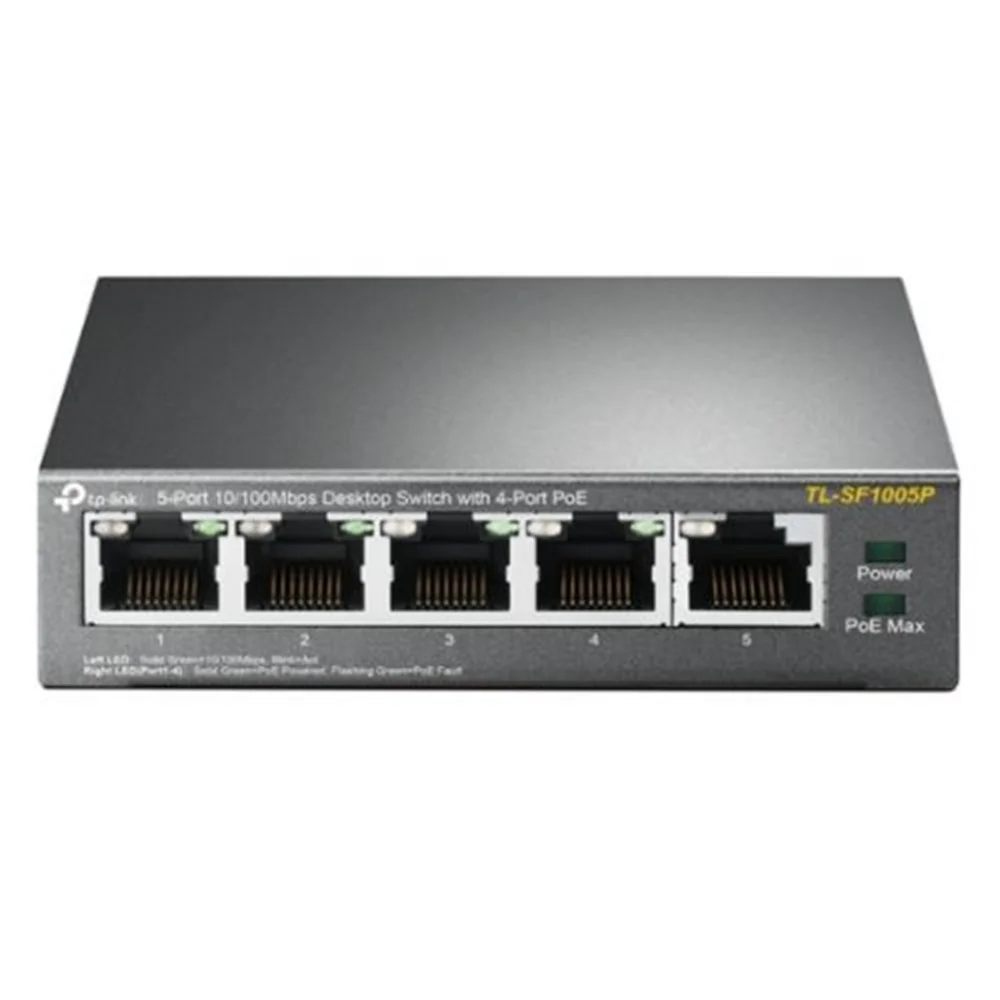 TP-Link TL-SF1005P | Unmanaged Switch | 5 Ports | Fast Ethernet (10/100 Mbit/s) | PoE | Schwarz