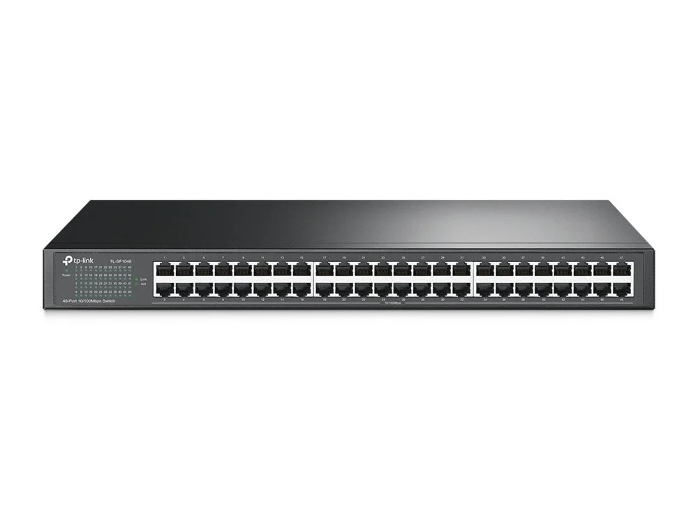 TP Link TL-SF1048 | 48-Port Fast Ethernet Unmanaged Switch | 19" Rackmontage | Plug & Play | Schwarz