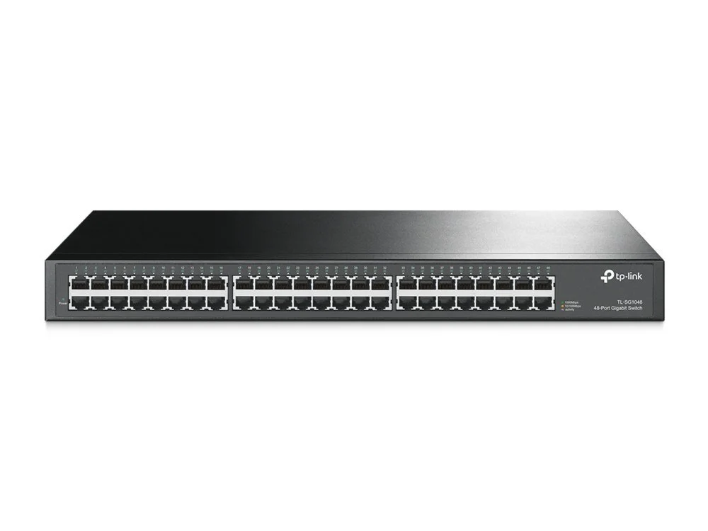 TP-Link TL-SG1048 | Unmanaged Switch | 48 Ports | Gigabit Ethernet (10/100/1000 Mbit/s) | 96 Gbit/s Switching-Kapazität | 1U Rackmount | Schwarz