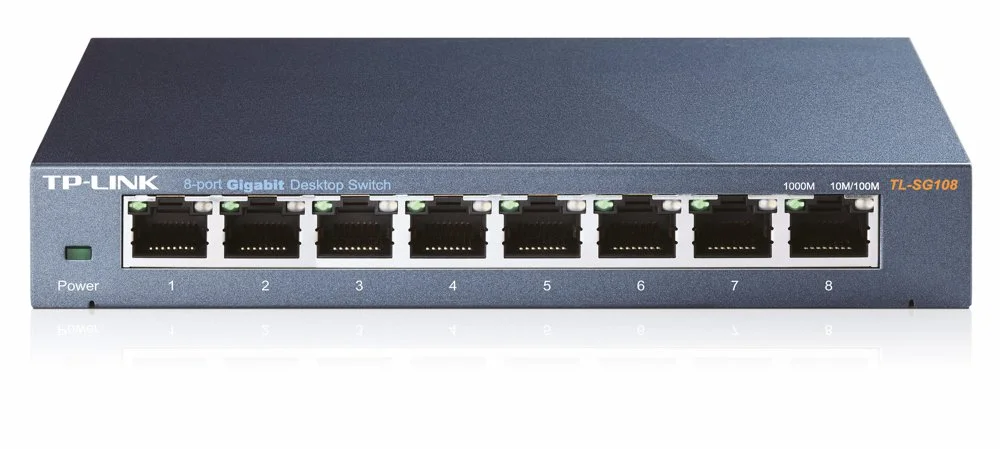 TP-Link TL-SG108 | Unmanaged Switch | 8 Ports | Gigabit Ethernet (10/100/1000 Mbit/s) | Schwarz