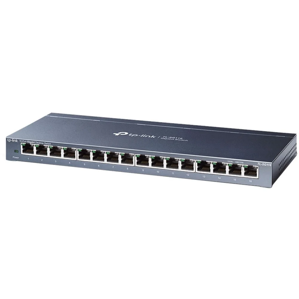 TP-Link TL-SG116E | 16-Port Gigabit Easy Smart Switch | QoS/VLAN/IGMP Snooping | Plug-and-Play | Metallgehäuse