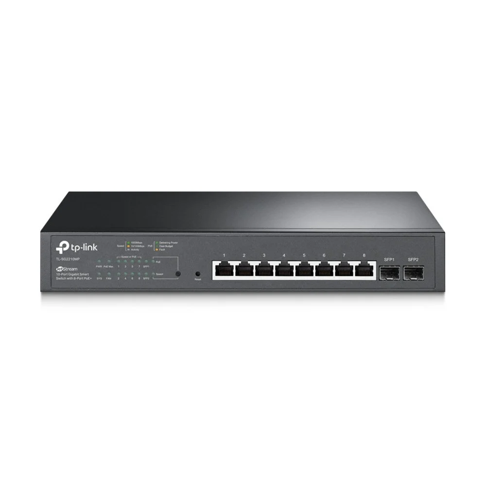 TP-Link TL-SG2210MP | Managed Smart Switch | 10 Ports | Gigabit Ethernet (10/100/1000 Mbit/s) | 8x PoE+