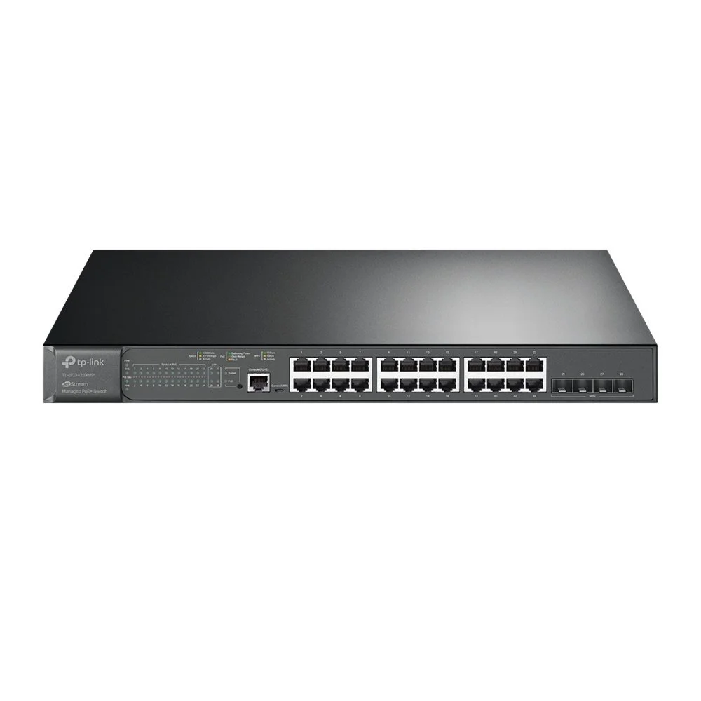 TP-Link TL-SG3428XMP | JetStream Managed L2+ Switch | 28 Ports | Gigabit Ethernet (10/100/1000 Mbit/s) | 24x PoE+ (384 W) | 4x 10G SFP+ | Omada SDN