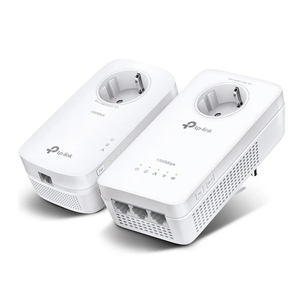 TP-Link TL-WPA8631P KIT | AV1300 Powerline Adapter Set | 1300 Mbit/s | Gigabit Ethernet | WLAN AC1200 | Mit Steckdose | Weiß