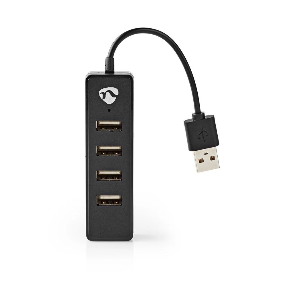 Nedis UHUBU2420BK | USB 2.0 Interface-Hub (480 Mbit/s) | 4 Anschlüsse | Schwarz