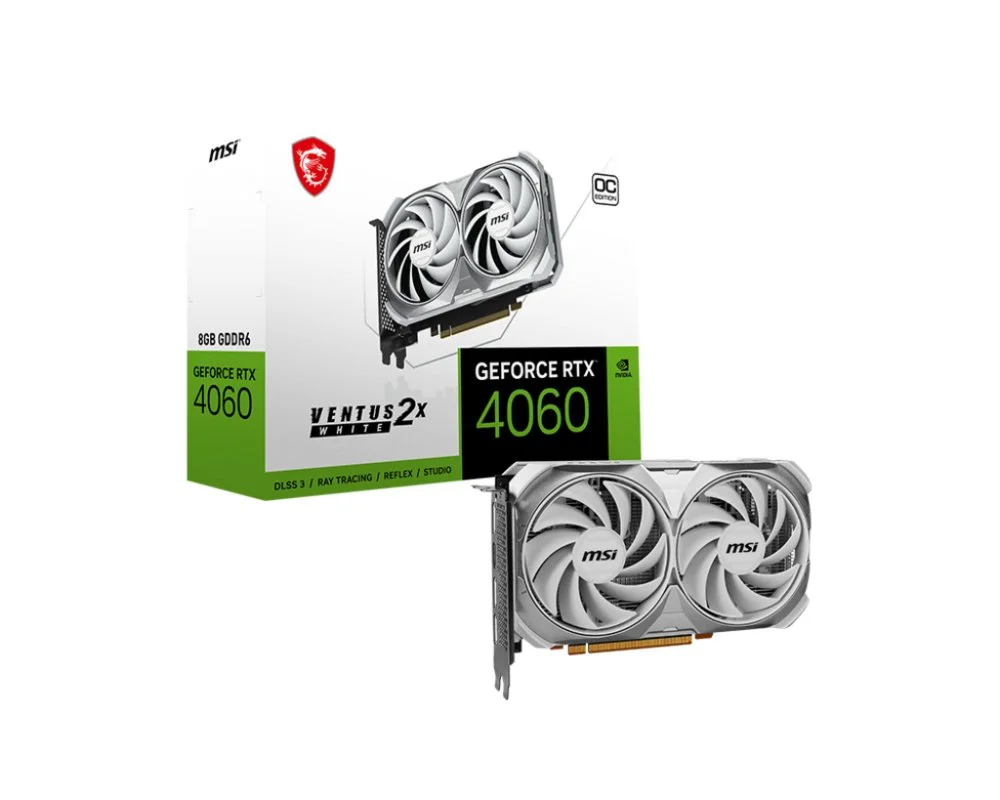 MSI GeForce RTX 4060 Ventus 2X White OC | 8GB GDDR6 VRAM | Grafikkarte | Nvidia GPU
