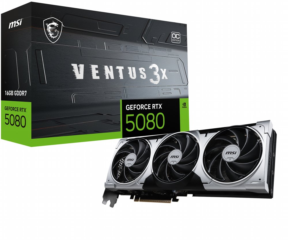 MSI GeForce RTX 5080 VENTUS 3X OC PLUS | 16 GB GDDR7 | DLSS 4 | Grafikkarte | NVIDIA GPU