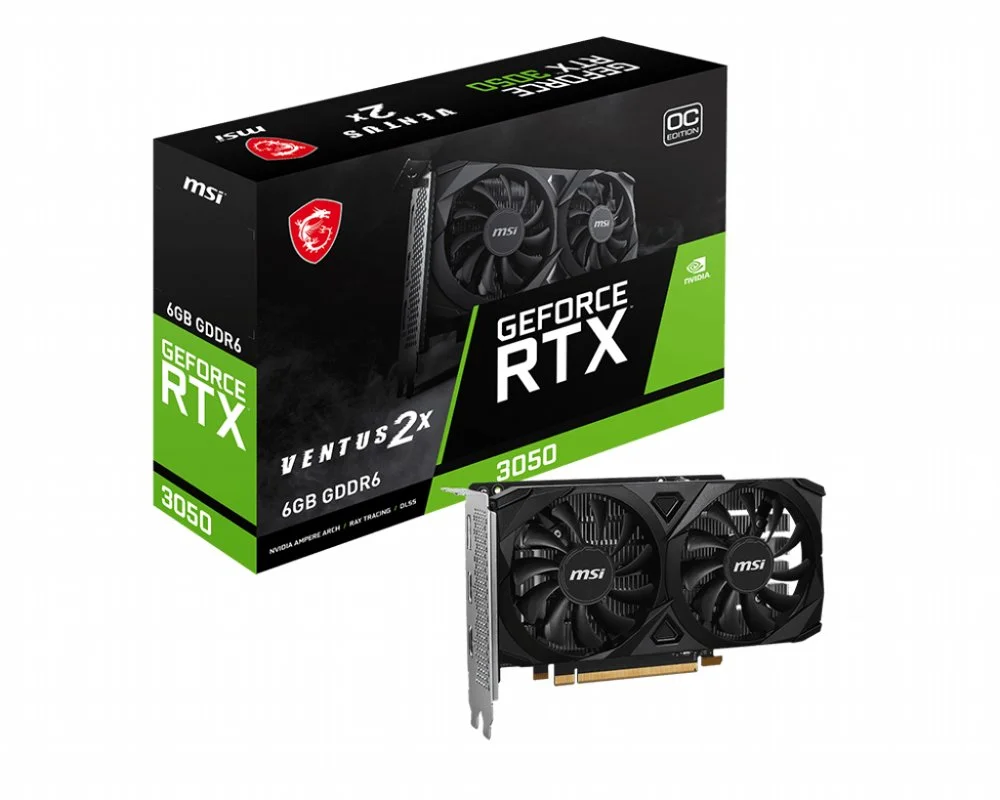 MSI GeForce RTX 3050 VENTUS 2X E OC | 6GB GDDR6 VRAM | Grafikkarte | GPU | Nvidia